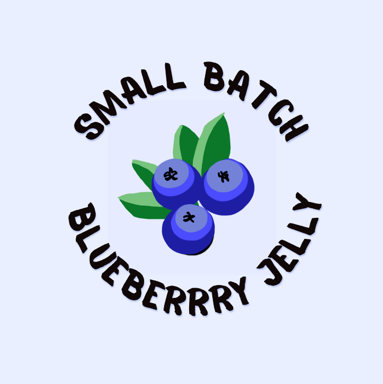 small batch blueberry jelly with a blueberry logo designed by jellyfishparty