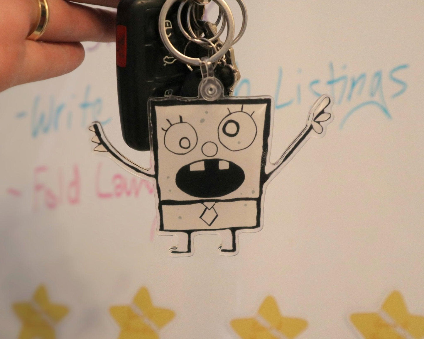 doodle keychain with clear casing & key ring - JellyfishParty