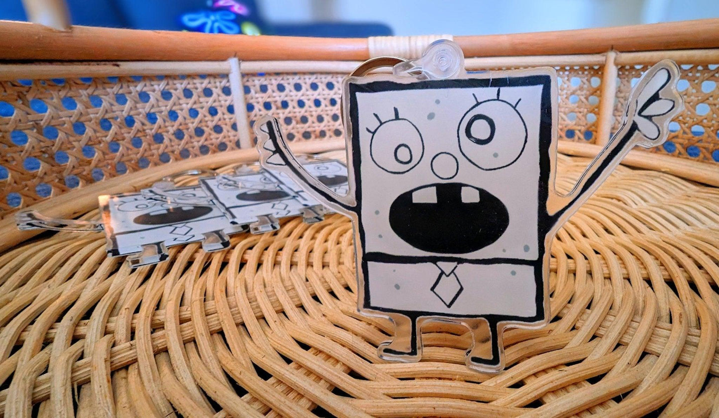 doodle keychain with clear casing & key ring - JellyfishParty