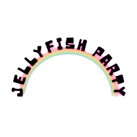 the jellyfishparty logo in the shape of a rainbow