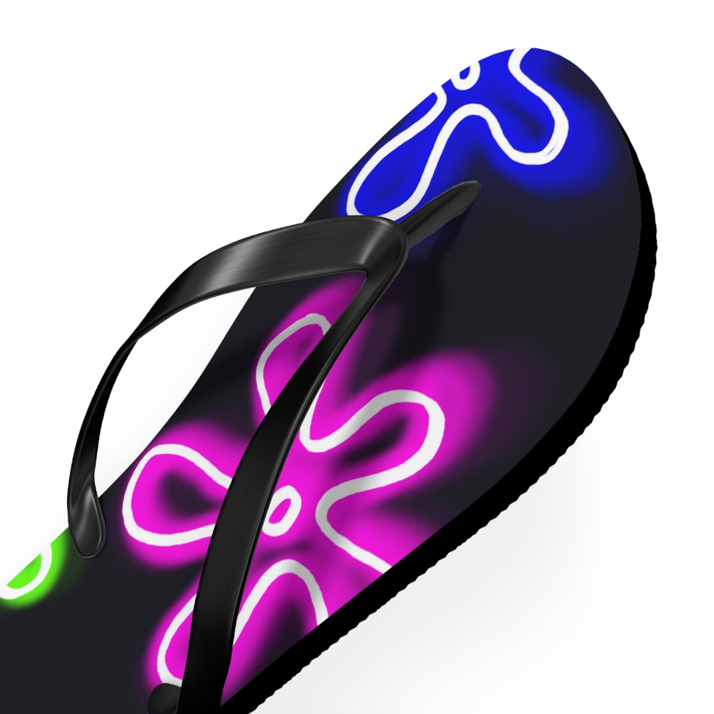 neon flower clouds flip flops