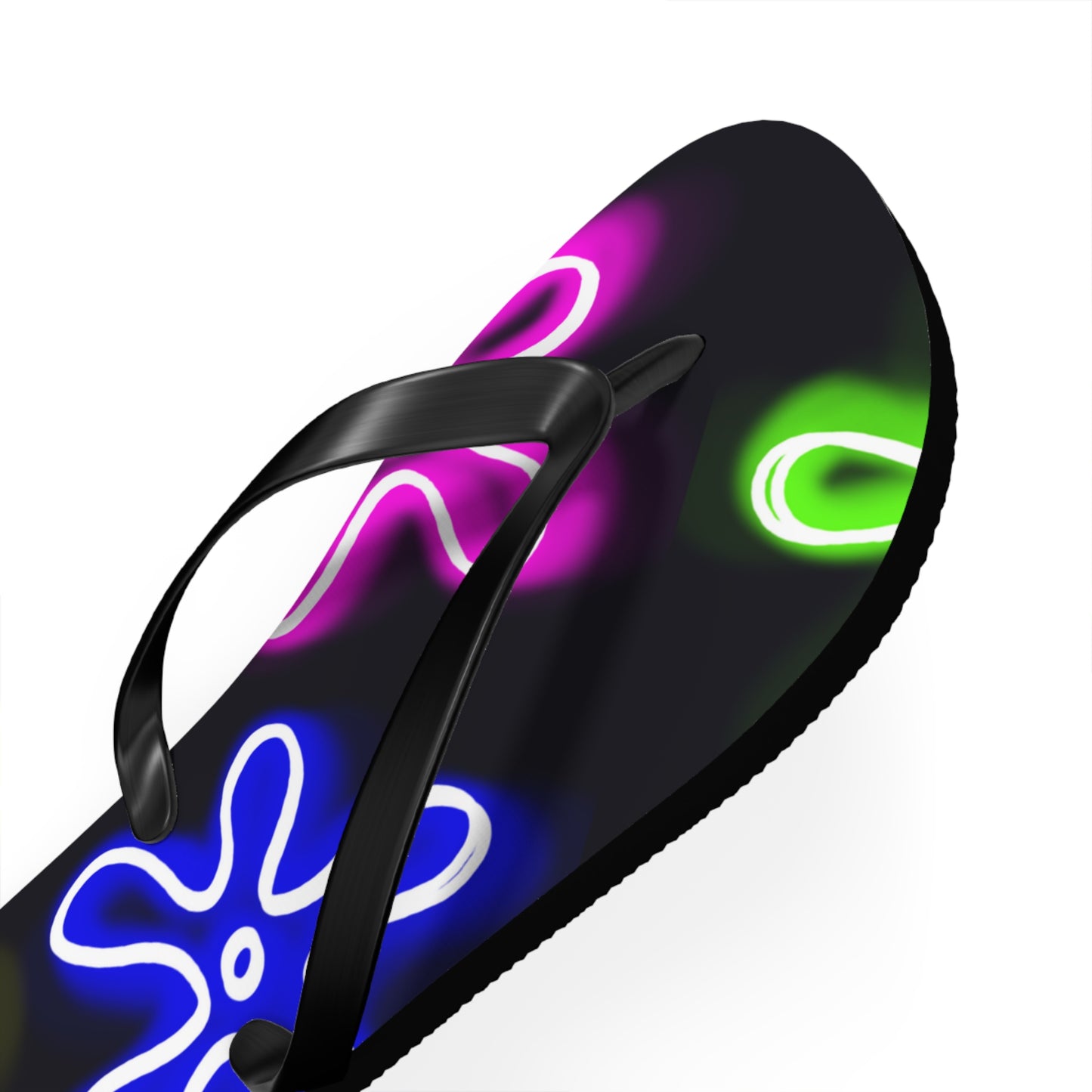 neon flower clouds flip flops