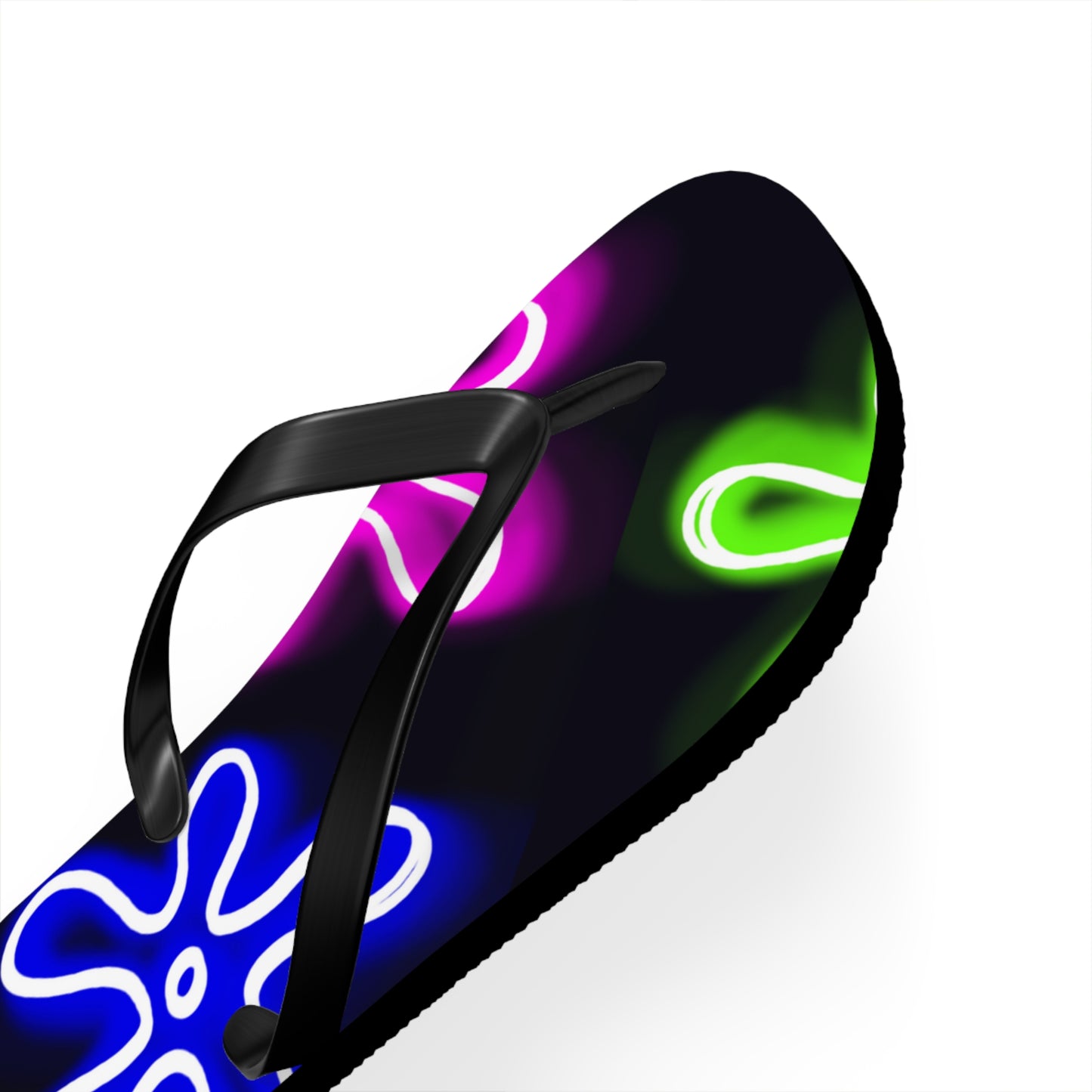 neon flower clouds flip flops