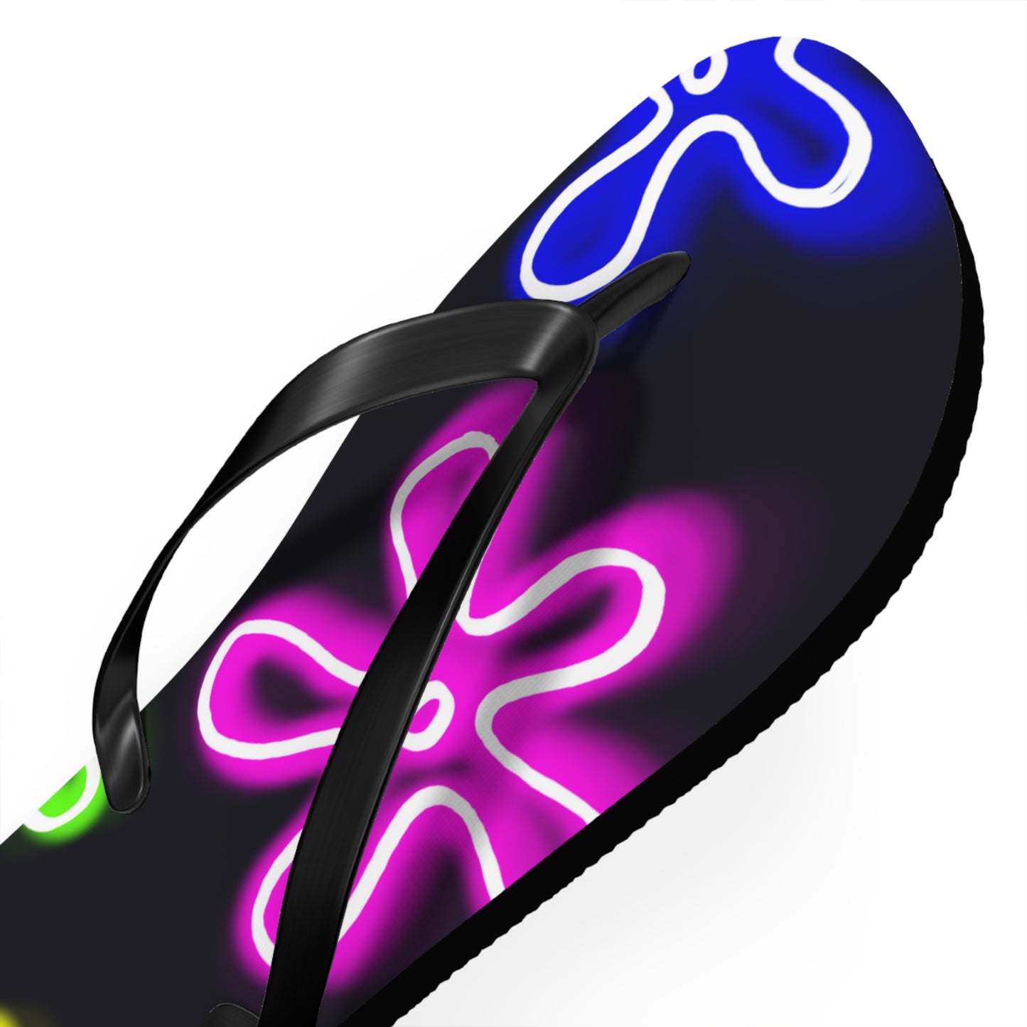 neon flower clouds flip flops