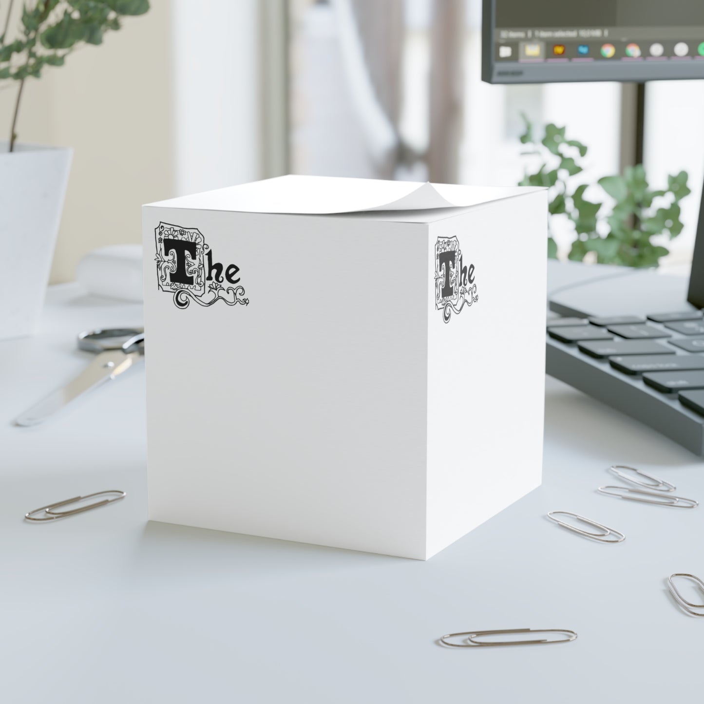 "The" - sticky note cube