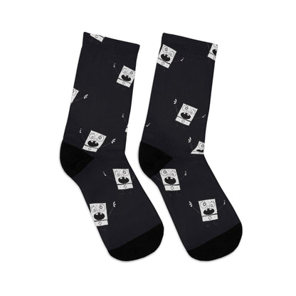 eco-friendly crew socks - black & white doodle pattern - JellyfishParty