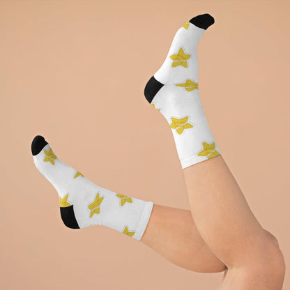 eco-friendly crew socks - good noodle pattern - JellyfishParty