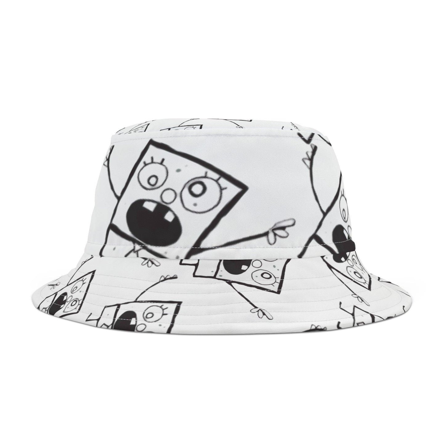bucket hat - black & white doodle pattern - JellyfishParty