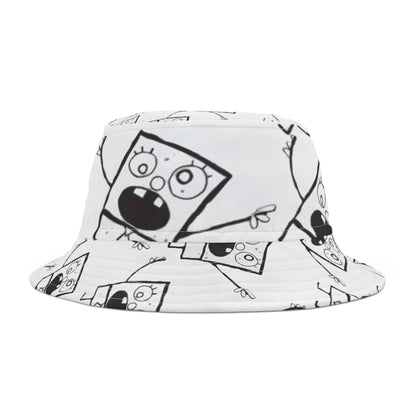 bucket hat - black & white doodle pattern - JellyfishParty