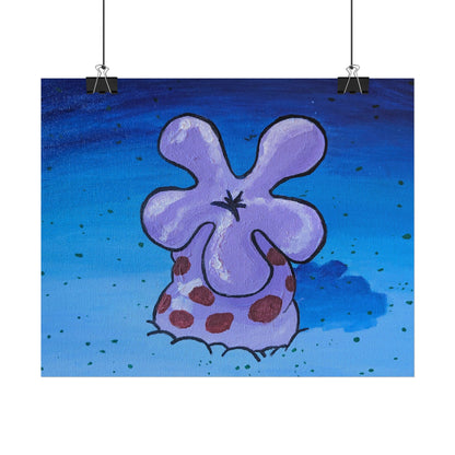 hanging example of a purple coral flower painting print