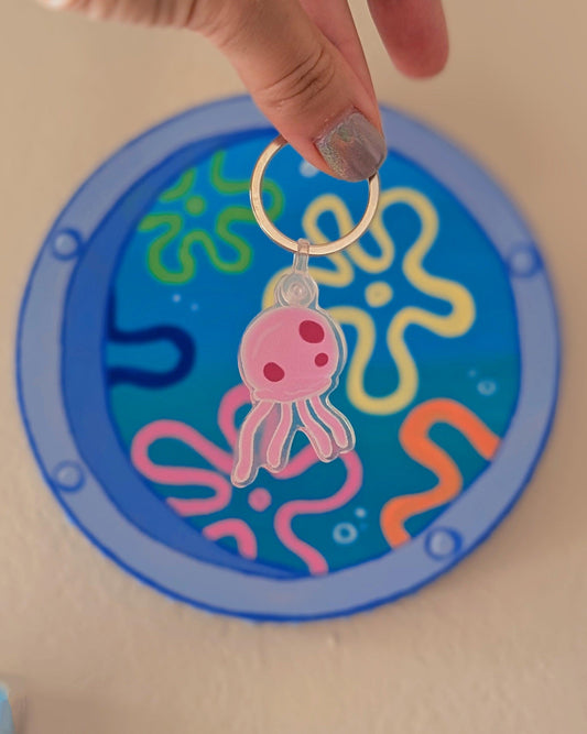 jellyfish keychain with clear casing & key ring - JellyfishParty