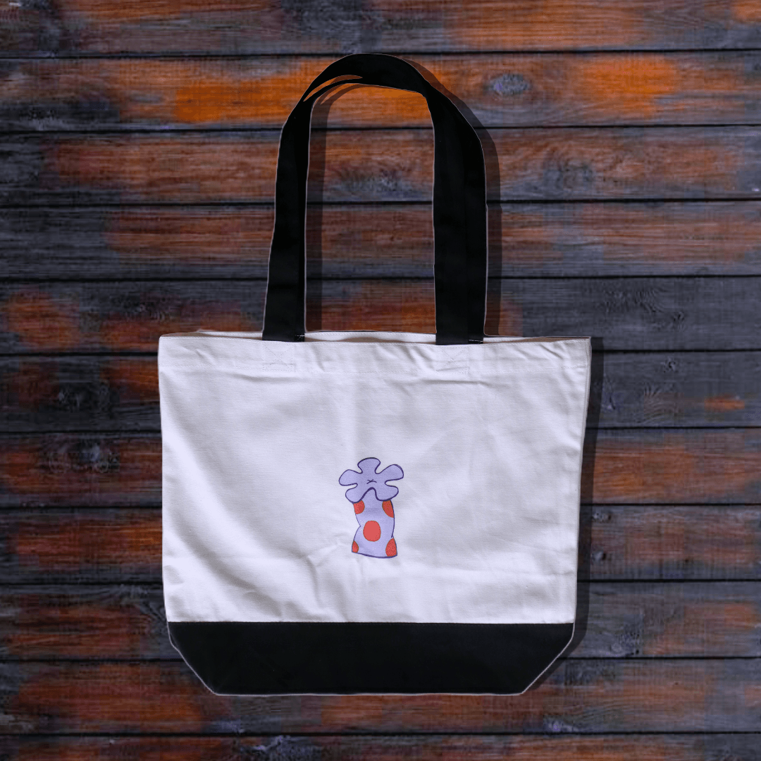 tote bag with coral flower accent - JellyfishParty