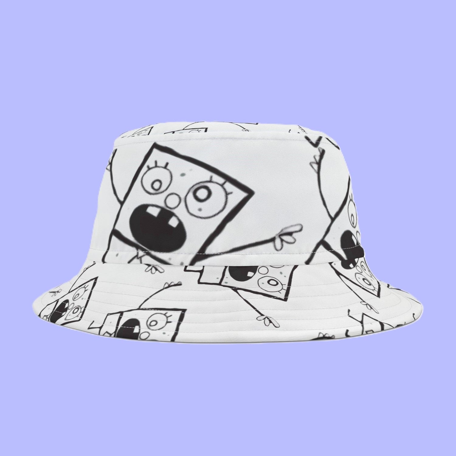 bucket hat - black & white doodle pattern - JellyfishParty