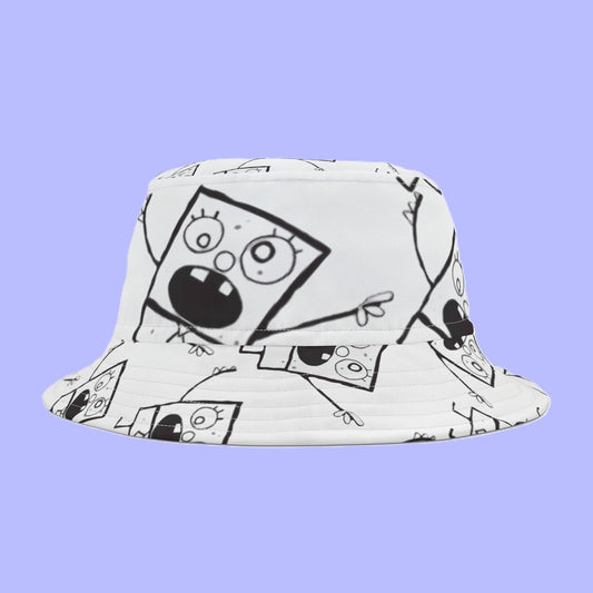 bucket hat - black & white doodle pattern - JellyfishParty