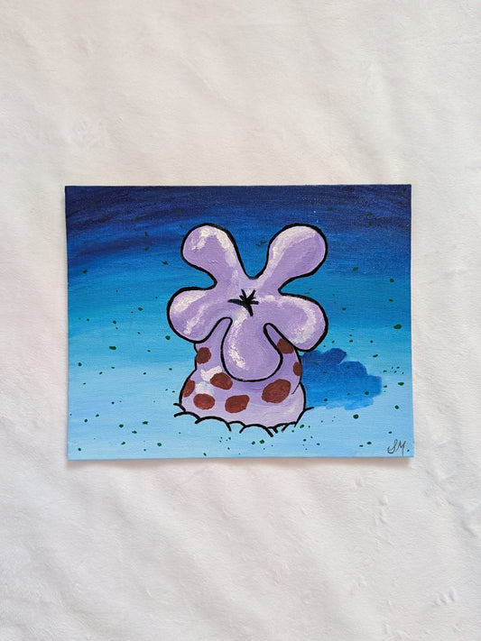 coral flower painting on soft white blanket