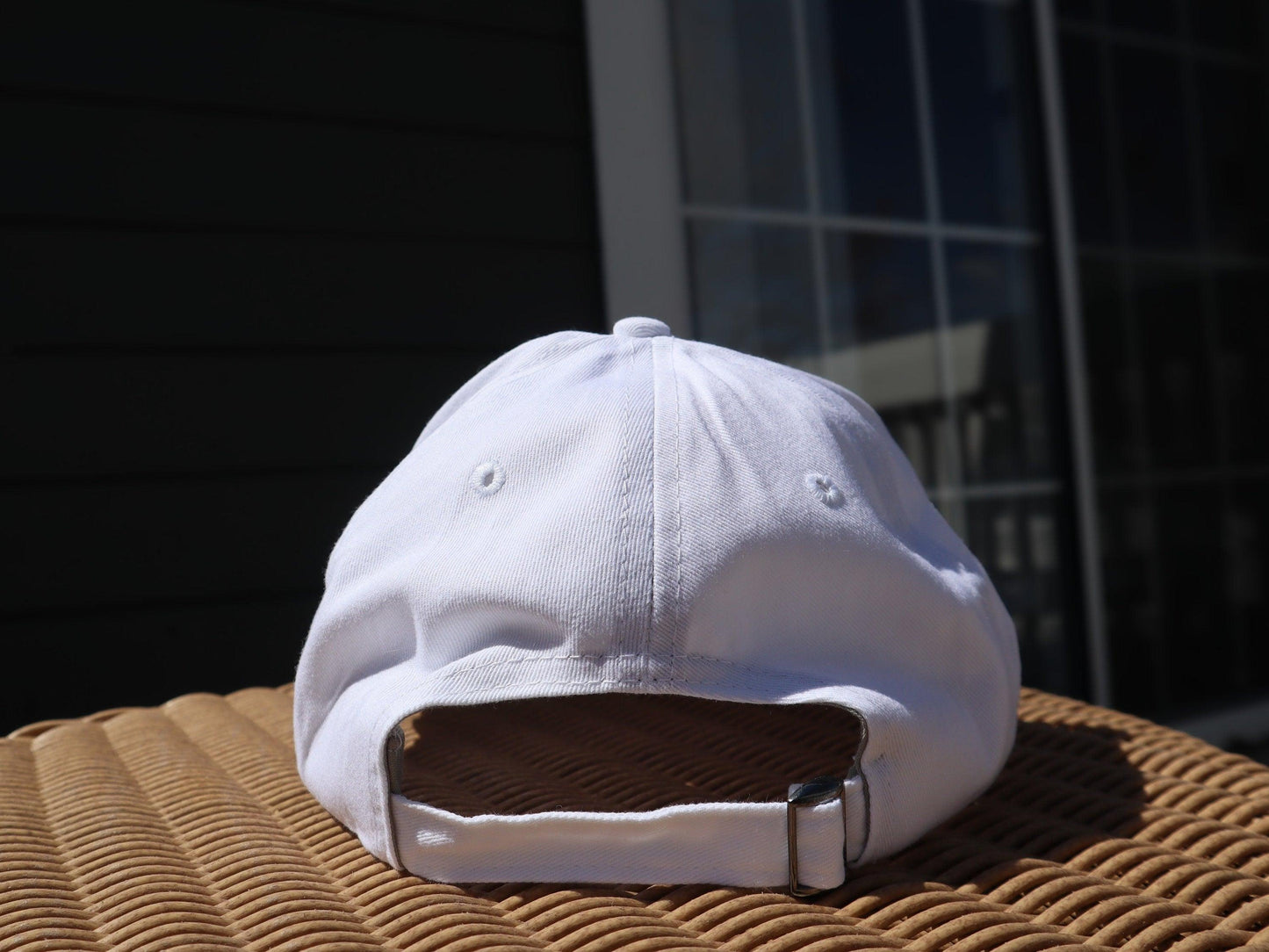 white ball cap with coral flower accent - JellyfishParty