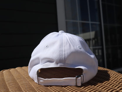 white ball cap with coral flower accent - JellyfishParty