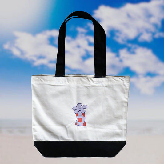 tote bag with coral flower accent - JellyfishParty