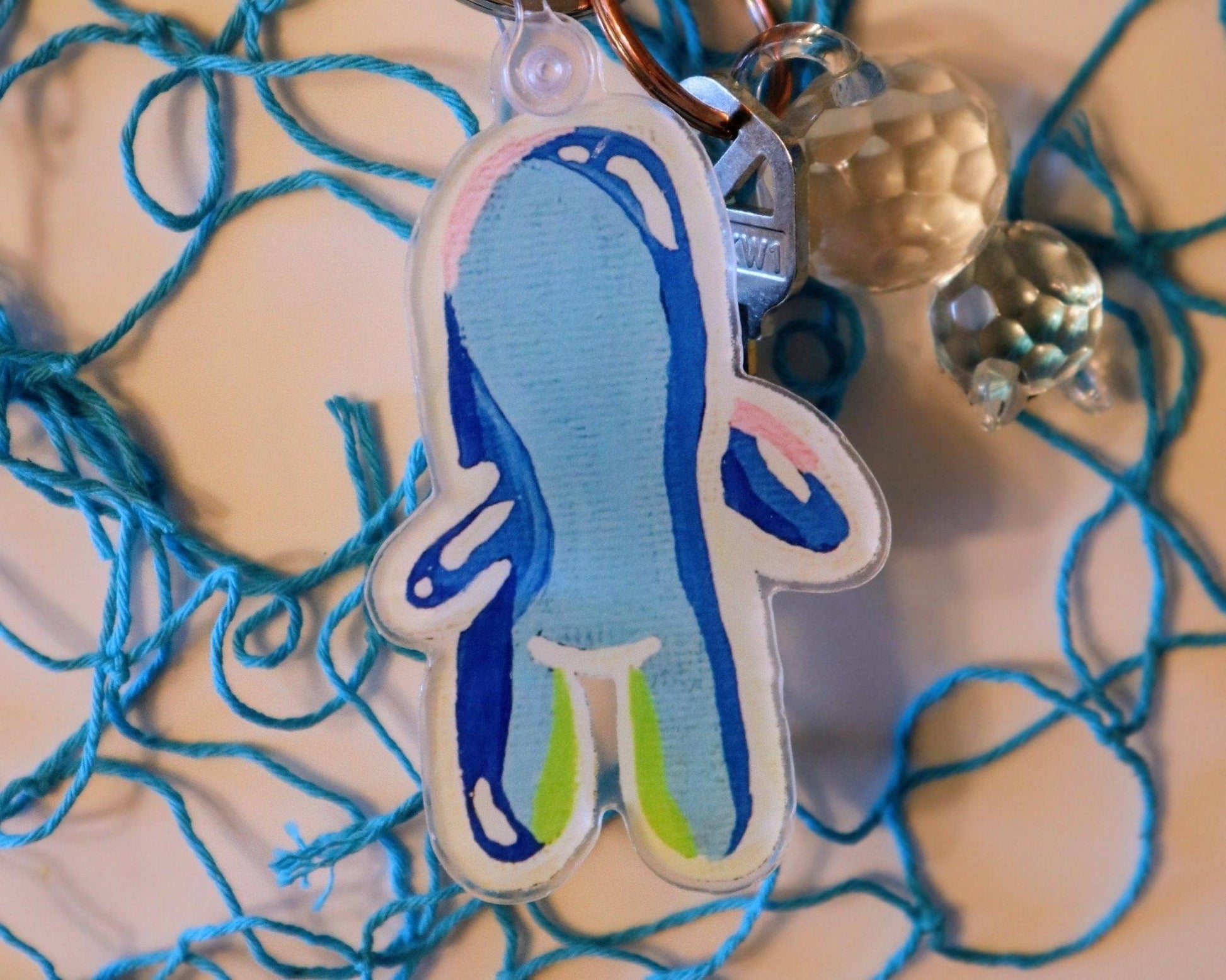 bubble bud keychain with clear casing & key ring - JellyfishParty