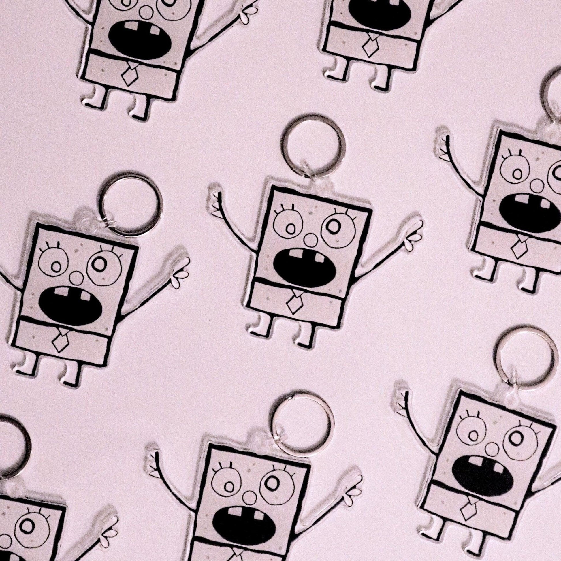 doodle keychain with clear casing & key ring - JellyfishParty