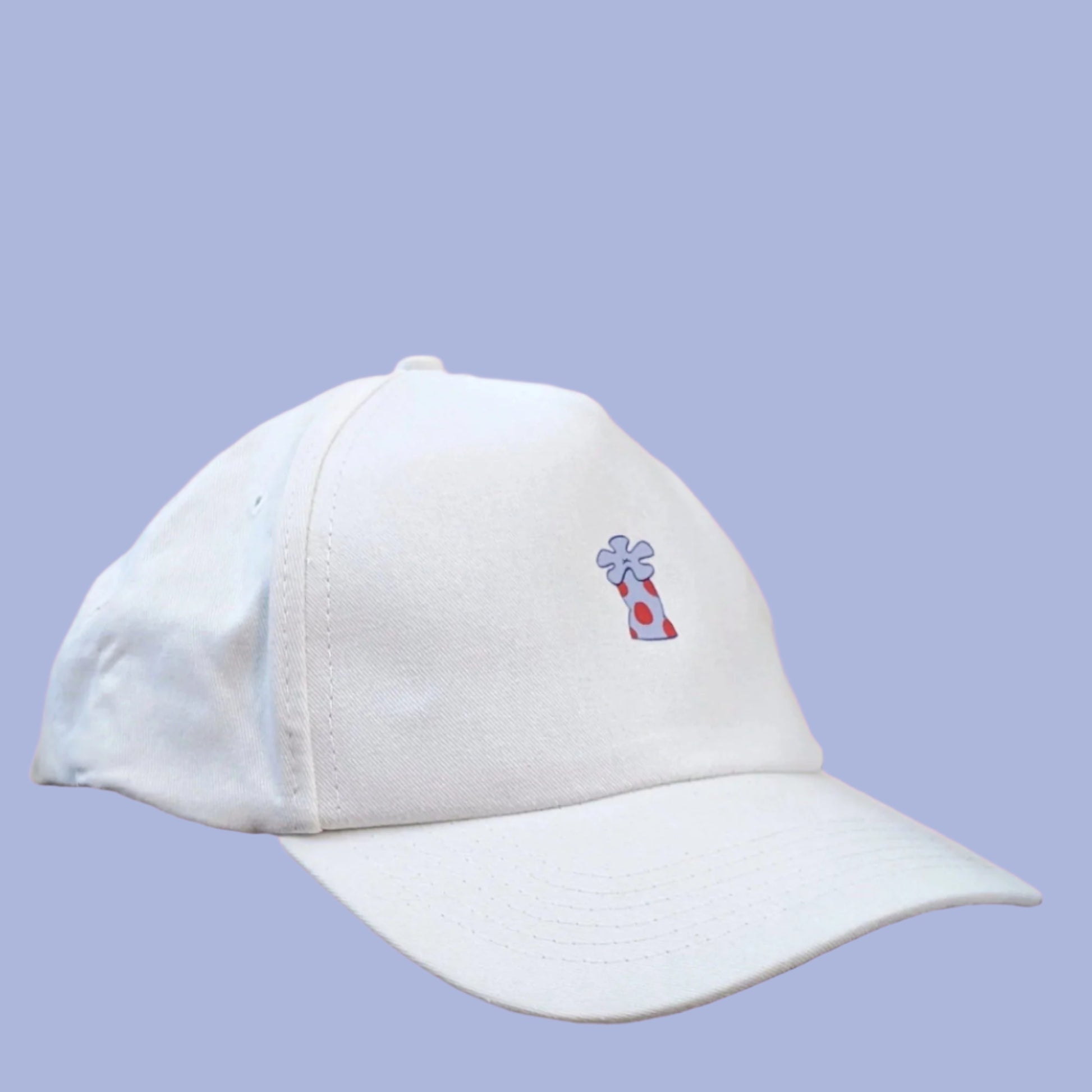 white ball cap with coral flower accent - JellyfishParty