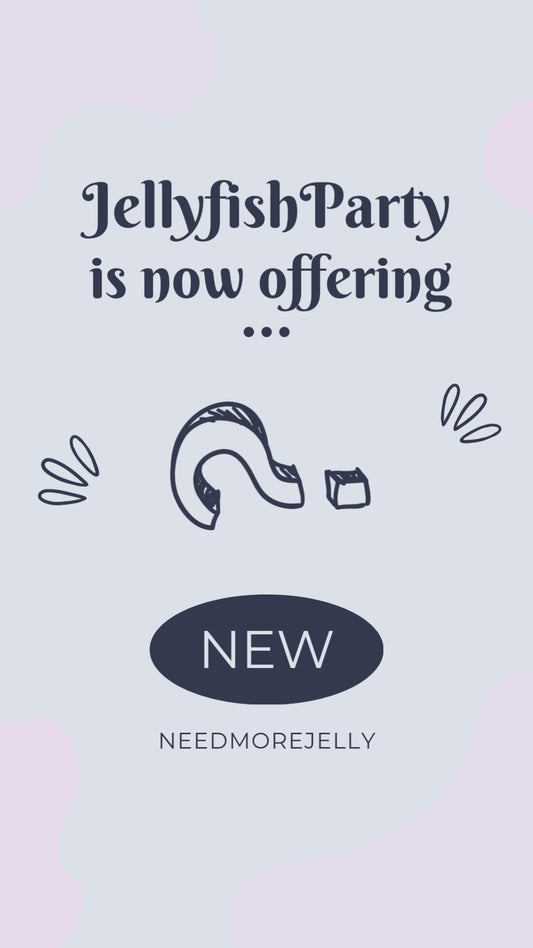 video reveal of JellyfishParty's NEEDMOREJELLY Small-batch Blackberry Jelly on a wooden outdoor display with white paint and a blurred out tree in the background. Blackberries are illustrated on a circle label with purple jelly inside a sealed jar with a golden lid.