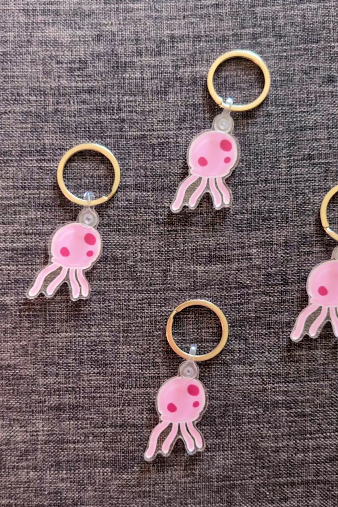 a two second video panning across a collection of pink spongebob jellyfish keychains illustrated by jellyfishparty